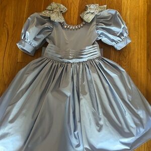 Blue Elegant Party Dress  with Puff Sleeves